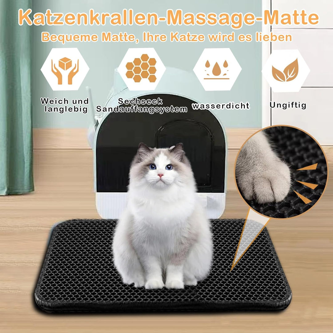 Phantasy Katzenklo Matte 30 * 45 CM, Schwarz Katzenstreu Unterleger Waben Design Vorleger wasserdich