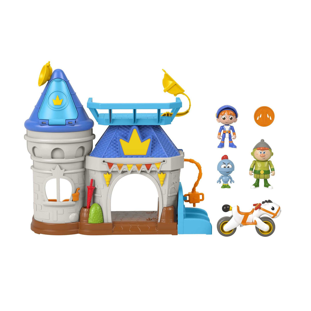 Fisher-Price Imaginext HGK33 - Gus der klitzekleine Ritter, Königreichsschloss-Spielset mit 3 Figure