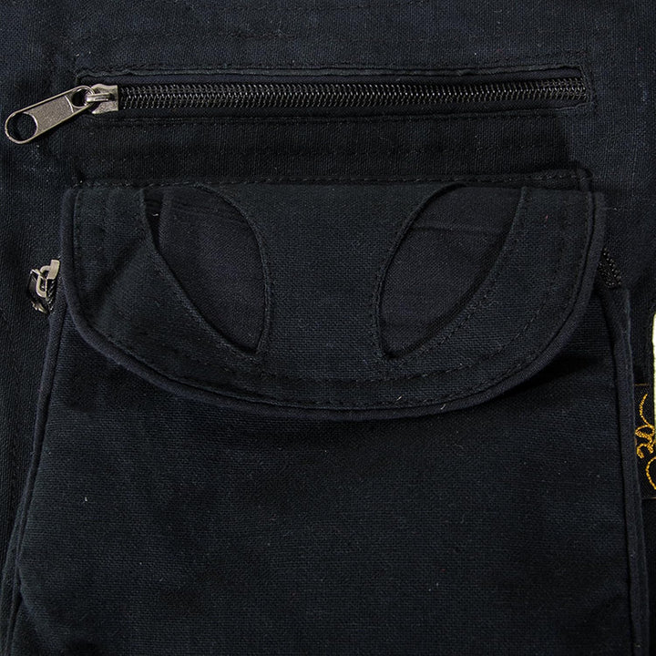 Kunst und Magie Goa Schulter-Bauchtasche Gürteltasche Hippie Psy Black / Schwarz, Black / Schwarz