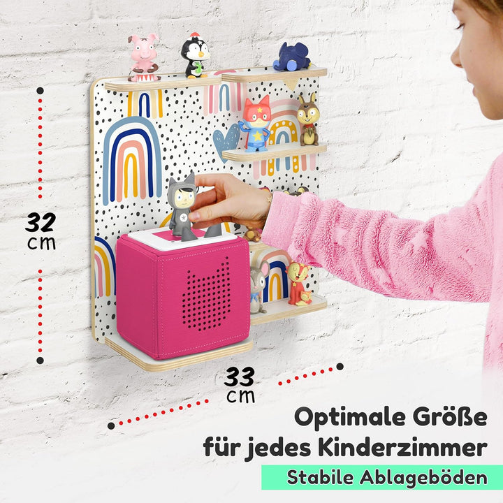 stadtecken Holzregal für Musikbox – Passend für Toniebox & ca. 30 Tonies | Perfekte Aufbewahrung für