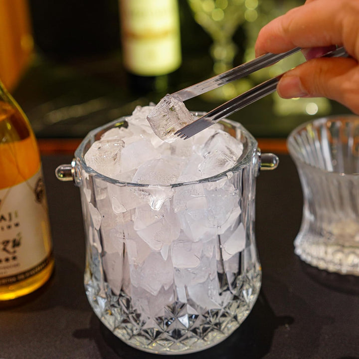 Glas-Eiskübel mit Griff und Eiszange, hält 1,0 l Eiskübel für Cocktailbar, Wein, Zuhause, Bar, Zubeh
