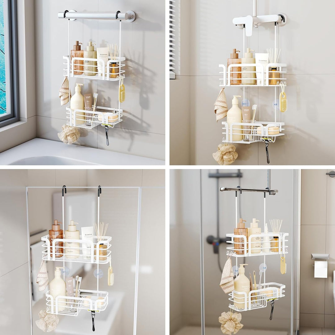 SWTYMIKI Duschablage zum Hängen Duschregal Hängend - Duschregal zum Hängen mit Seifenhalter, 11 Hake