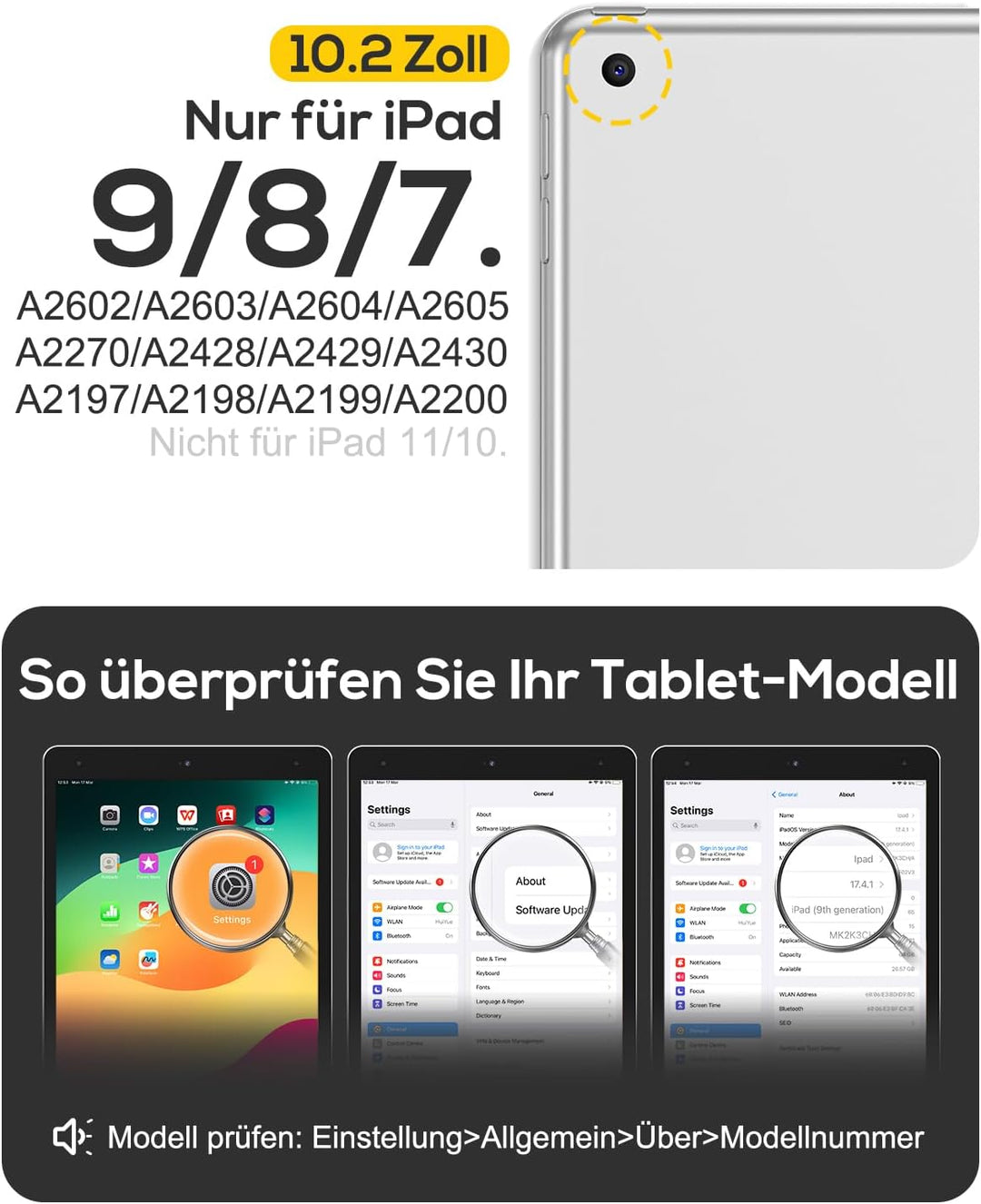 BRAECN Hülle für iPad 10.2 Zoll (iPad 9./8./7. Generation), Robuste Stossfeste Schutzhülle mit Stift