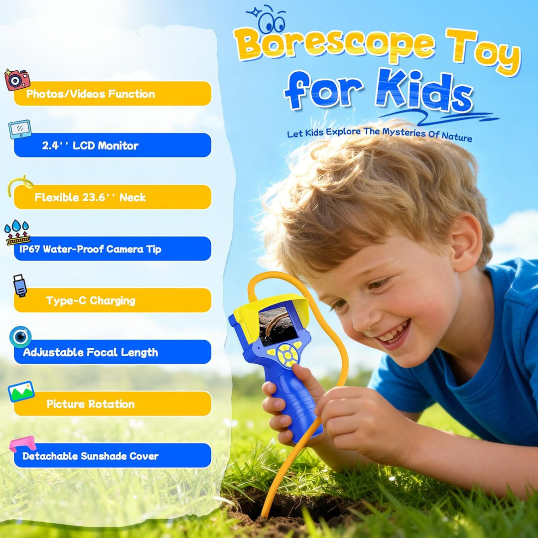 Endoskopkamera für Kinder - Outdoor Explorer Spielzeug für Junge ab 3-10 Jahre - 2,4 Zoll Display, 2