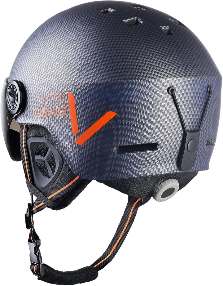 Black Crevice Skihelm Sölden I Skihelm mit Visier im Pilotenstyle I Skihelm Herren &amp; Damen I Unisex