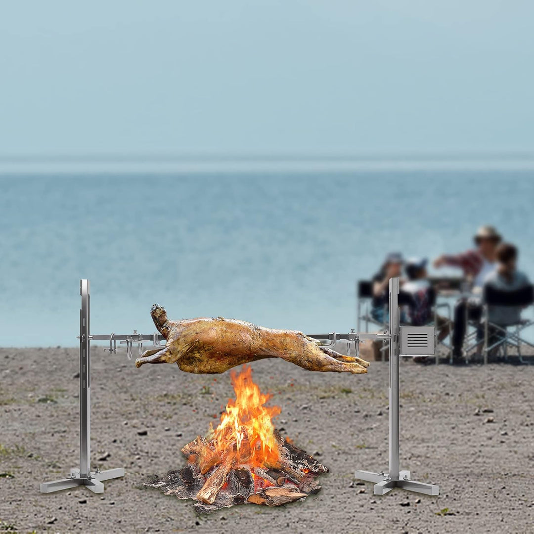 Edelstahl Spanferkelgrill Grillspiess Einstellbare Höhe BBQ Spanferkelgrill mit Rotationssystem, Ele