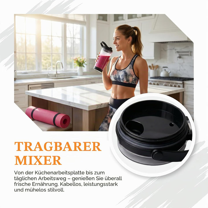 Mixgefäss kompatibel mit Ninja Blast Tragbarer Mixer, 530ml Mixbecher mit Auslaufsicherer Deckel, Mi