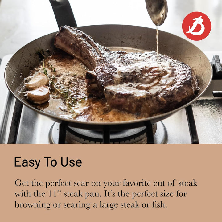 De Buyer - Steak-Pfanne MINERAL B aus Eisenstahl - mit charakteristischen Grillstreifen - 28 cm Durc