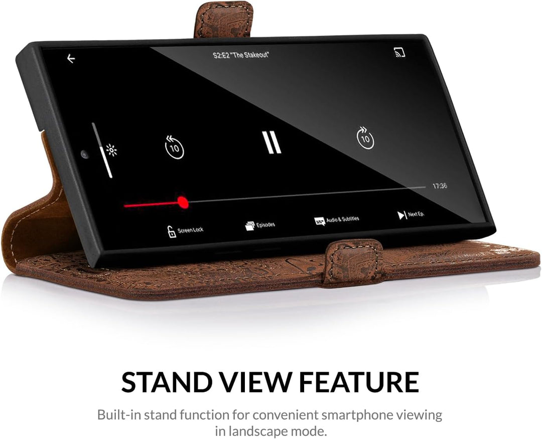 SURAZO Slim Magnet Handyhülle für Samsung Galaxy S23 Ultra Hülle Leder – Klappbare Echtleder Schutzh