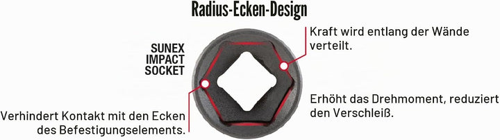 Sunex SUN2645 26PC 0,5 Zoll-Laufwerk Metric Steckschl-ssel Set Steckschlüsselsatz, Steckschlüsselsat