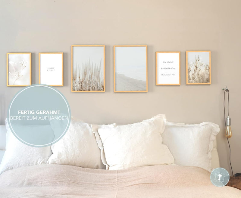 Papierschmiede® Mood Poster Set Pampas White, Bilder Set mit Rahmen (Farbe wählbar) Wohnzimmer Deko