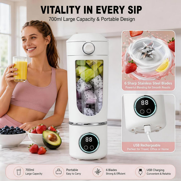 Gohytal Tragbarer Mixer, Kleine Mixer für Smoothie und Shakes, 700ML Mini-Standmixer, Kleiner Entsaf