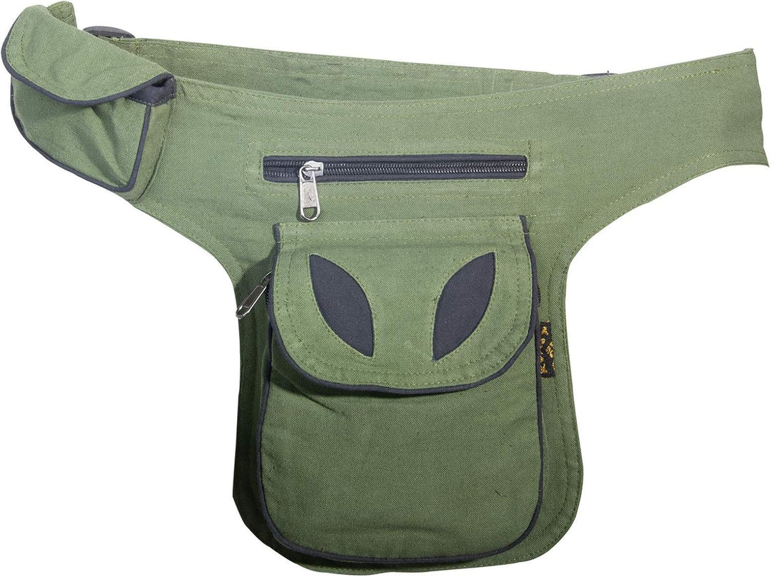 Kunst und Magie Goa Schulter-Bauchtasche Gürteltasche Hippie Psy Army Green / Schwarz, Army Green /