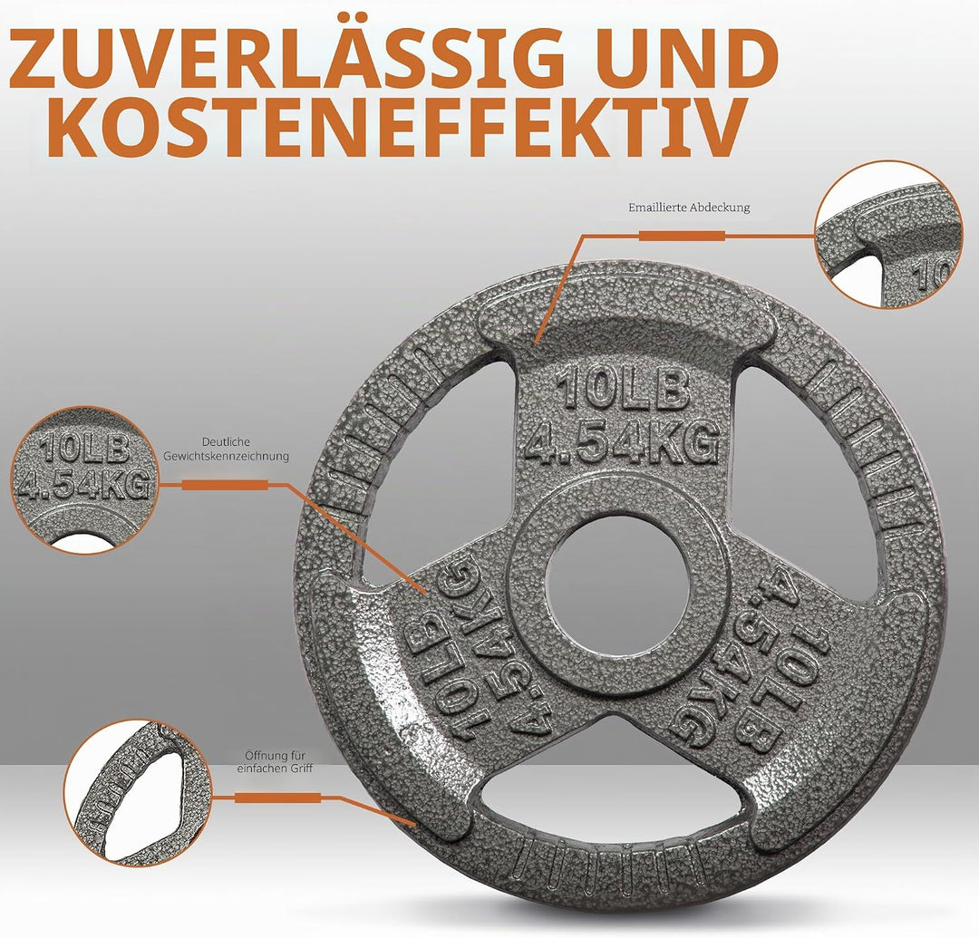 Fitvids 2,5 cm Standard-Hantelscheibe aus Gusseisen für Krafttraining & Gewichtheben, mehrere Grösse