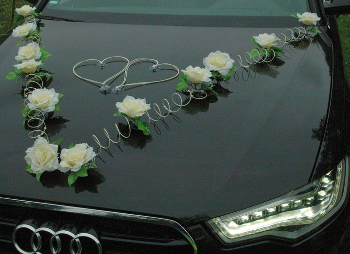 Marta Auto Schmuck Braut Paar Rose Deko Dekoration Autoschmuck Hochzeit Car Auto Wedding Deko PKW (E