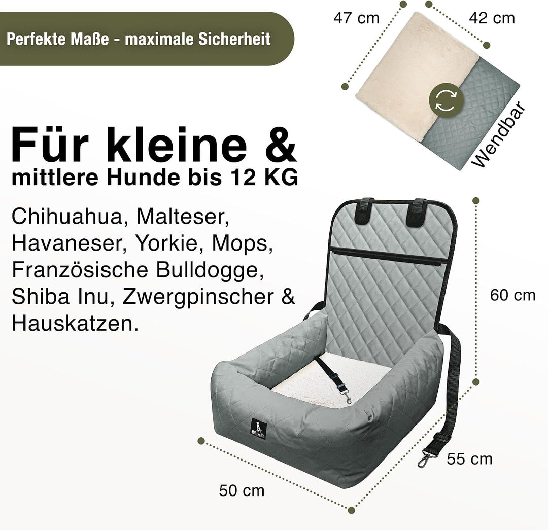 Hunde Autositz Auto Hundesitz, 2-in-1 Hundebett Hundekorb für kleine & mittelgrosse Hunde, Oxford St