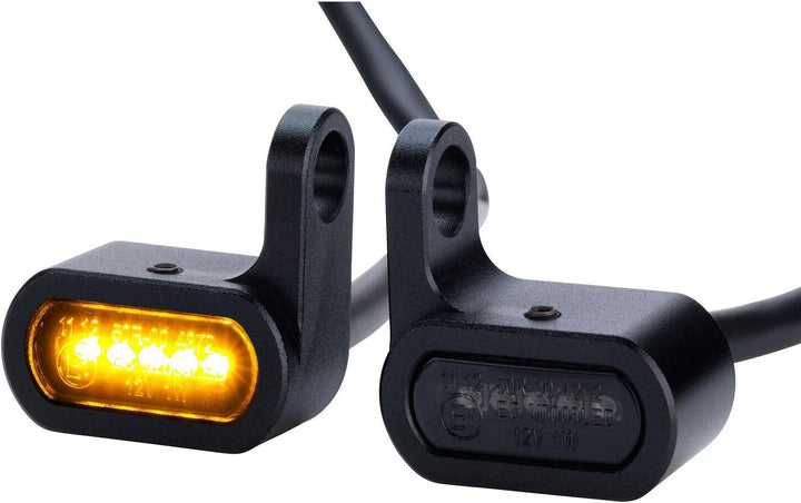 Germany Motorsports LED Motorrad Mini Blinker für Armatur Gabel Fender Custom Chopper Cruiser schwar