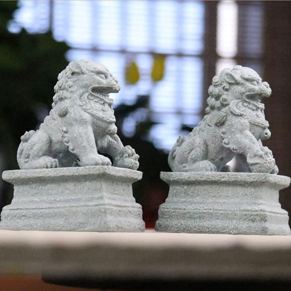 YARNOW 2st Löwenverzierung Im Chinesischen Stil Wohlstand Porsperity Statue Fengshui-löwenstatuen Fe