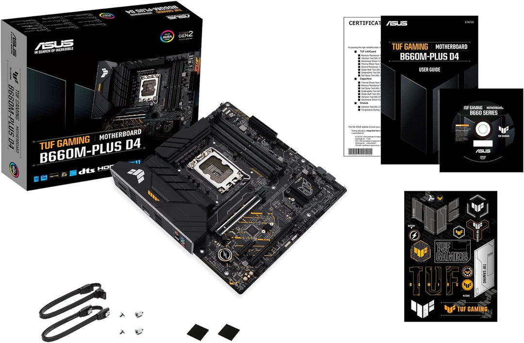 ASUS TUF GAMING B660M-PLUS D4 Mainboard Sockel Intel LGA 1700 (Intel B660, mATX, DDR4 Speicher, PCIe