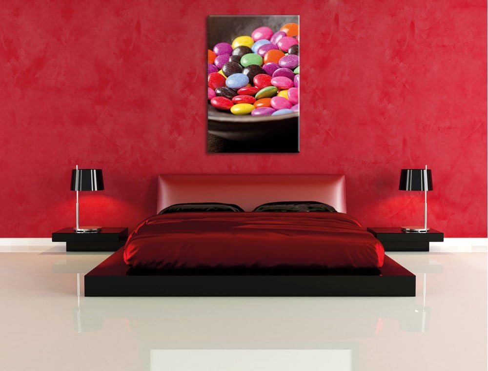 Pixxprint Schokolade Smarties Süssigkeiten als Leinwandbild/Grösse: 100x70 / Wandbild/Kunstdruck/fer