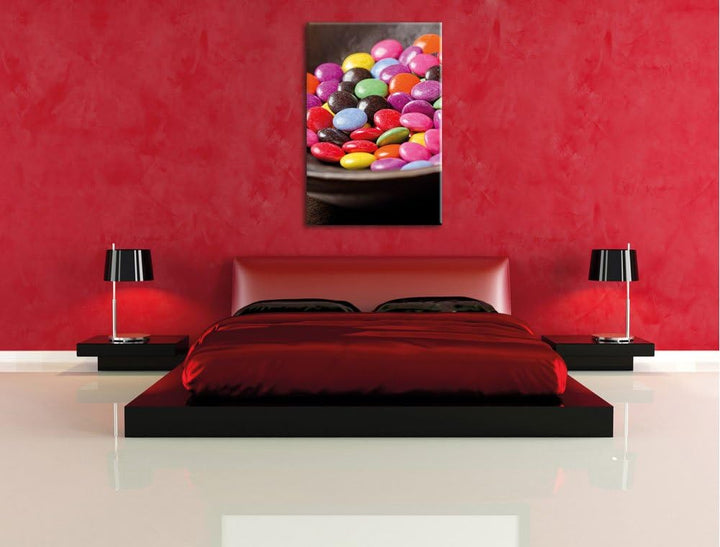 Pixxprint Schokolade Smarties Süssigkeiten als Leinwandbild/Grösse: 100x70 / Wandbild/Kunstdruck/fer