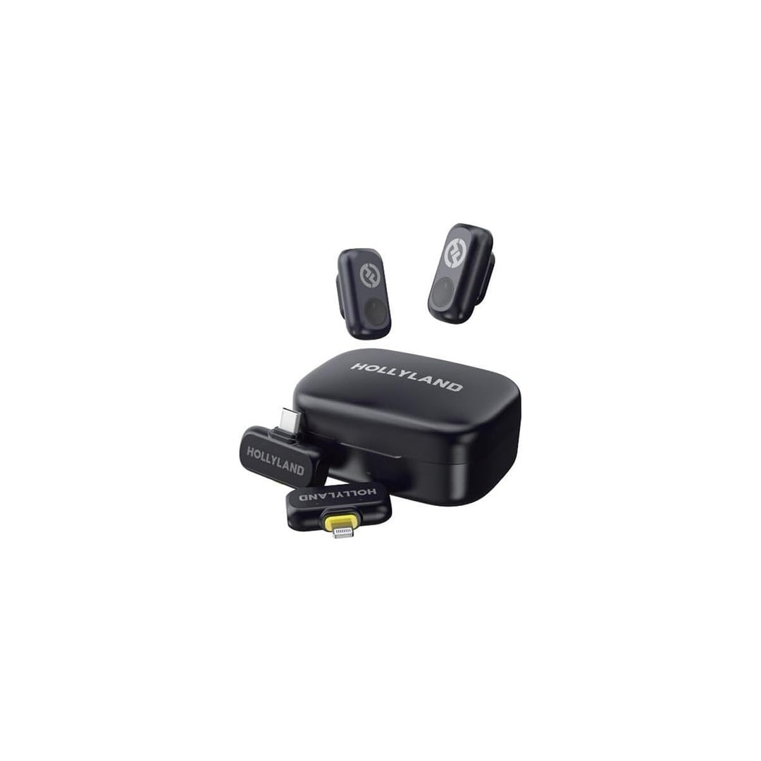 HOLLYLAND LARK A1 Combo Space Grau, USB-C-Empfänger + Lightning-Empfänger + Ladebox, kabelloses Mikr