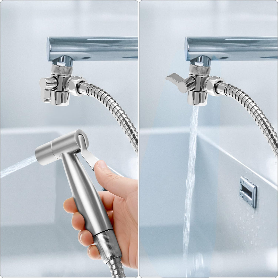 QWORK® Handbrause Bidet Set aus Edelstahl SUS 304 – Vielseitiges für Persönliche Hygiene, Haustierwä