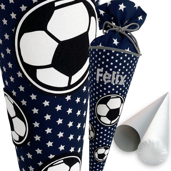 Fussball-Schultüte | 70 cm | Klassische Schultüte | Stoff, Einschulung, Schulanfang, Zuckertüte, 70