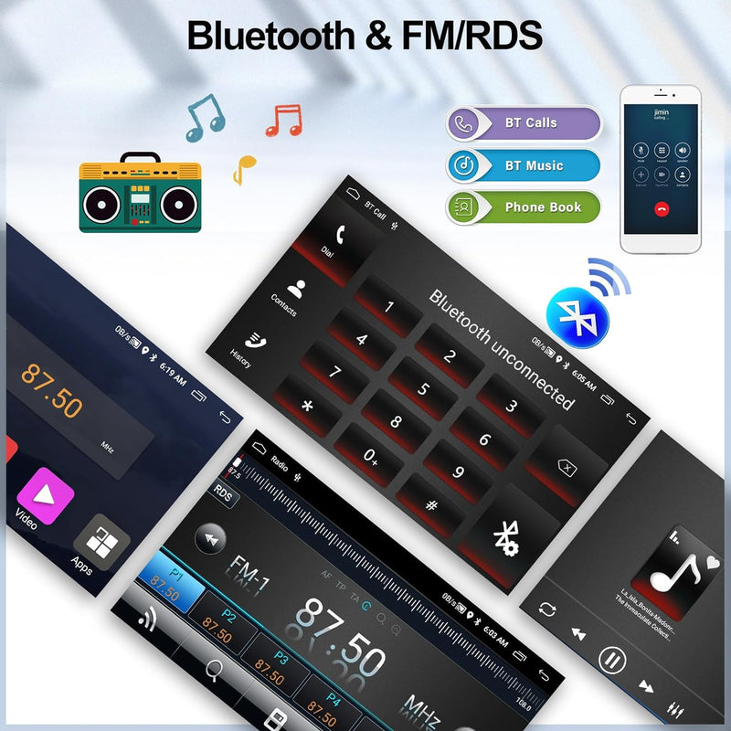 2G+32G CAMECHO Android 12 Autoradio für VW Skoda Fabia 2015-2019,Doppel Din 9 Zoll Bildschirm mit Na