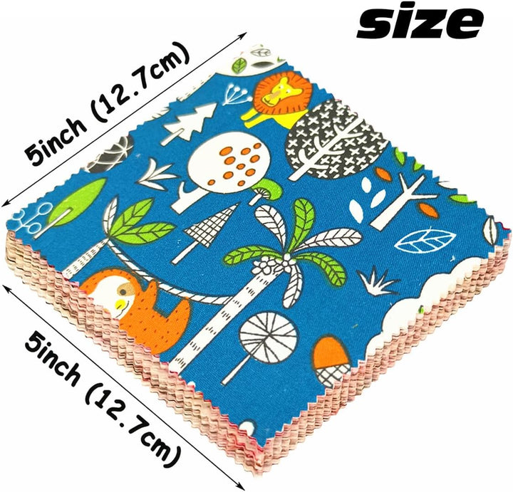 100 Stück 12,7 x 12,7 cm Quilt-Baumwollstoff Quadrate mit gewellten Kanten, Charm-Packs zum Quilten,