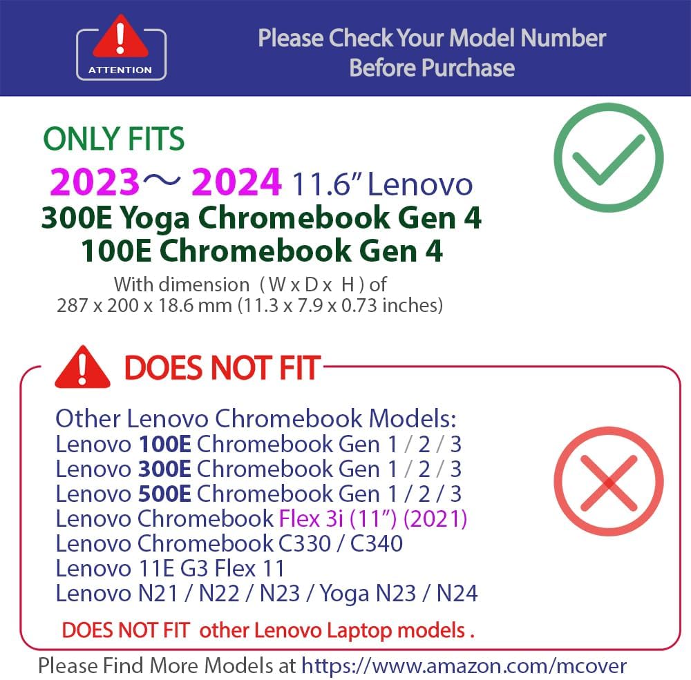 mCover Hartschalen-Schutzhülle, nur kompatibel mit 29,5 cm (11,6 Zoll) Lenovo Chromebook 300E Yoga G