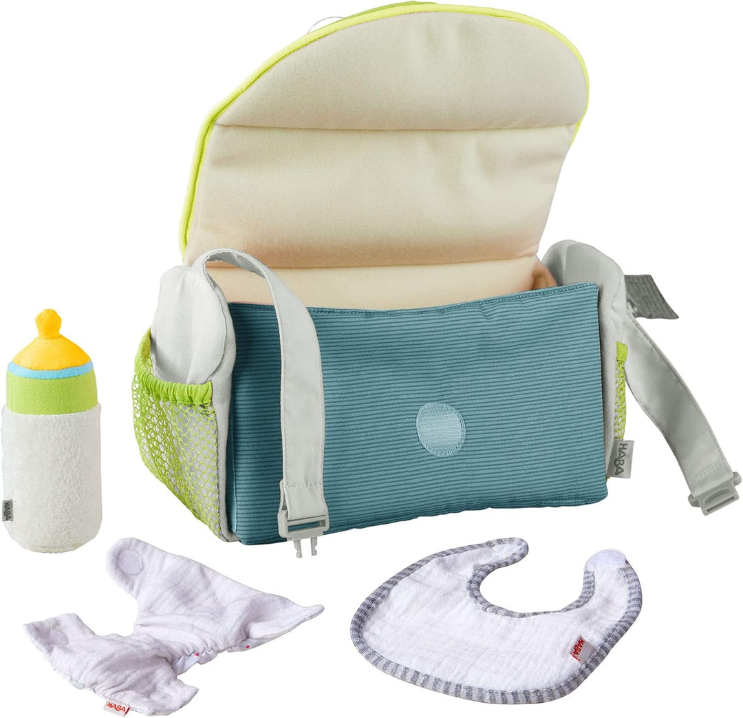 HABA 306516 - Wickeltasche Sommerwiese, Zubehör für Puppen ab 1,5 Jahren