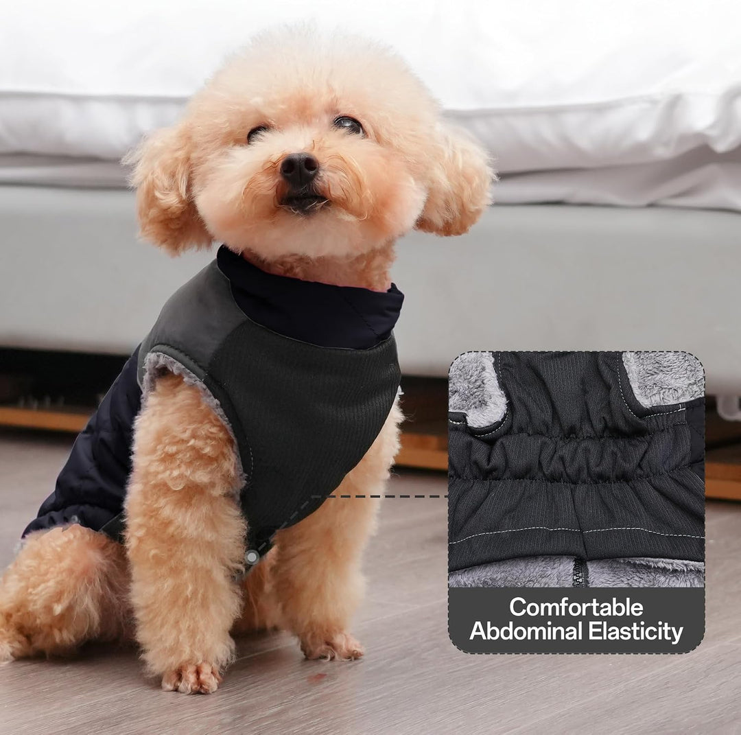 Warmer Fleece-Hundemantel für kleine Hunde, D-Ringe, wasserdichte Welpenjacke für den kalten Winter,