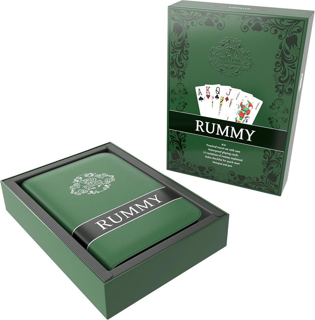 Bullets Playing Cards, Rommee Set, 2X Rommekartendeck in Kunstleder Etui, mit Regelheft, Stift, Noti