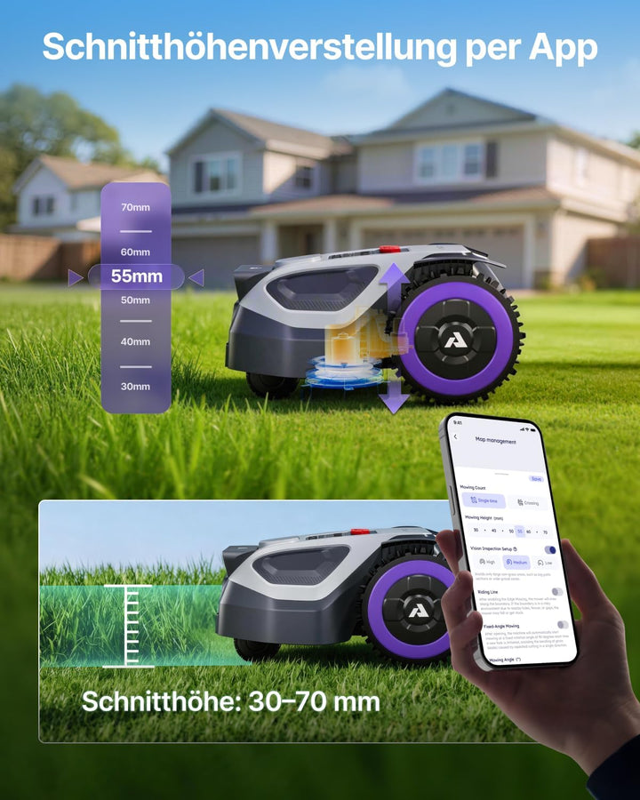 ANTHBOT M9 Rasenmäher Roboter ohne Begrenzungsdraht, RTK-Navigation mit Dual-Vision, KI-Hindernisver