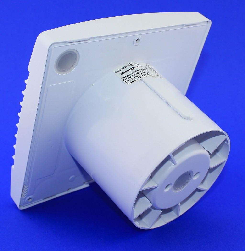 Badventilator mit Jalousie/Lamellen und Timer/Nachlauf Badlüfter Lüfter Ventilator weiss Front Ø 100