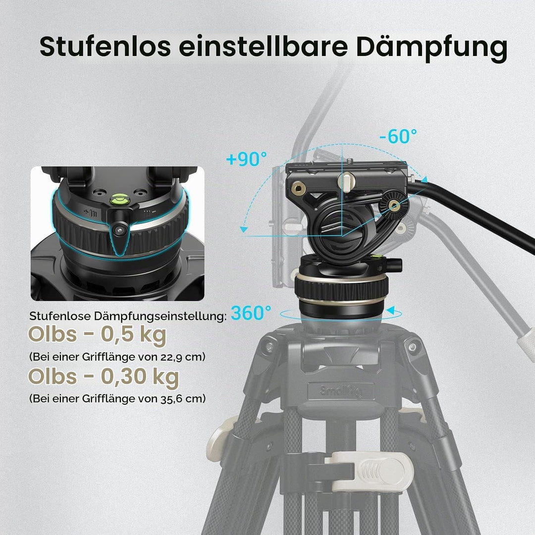 SmallRig Stativ Fluid Videokopf, mit Schnellwechselplatte für Manfrotto und für DJI RS 2 / RS 3 / RS