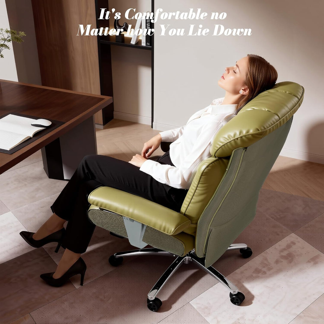 Efomao Bürostuhl, Executivesessel PU-Leder mit Integrierter Lendenwirbelstütze, Ergonomischer Chefse