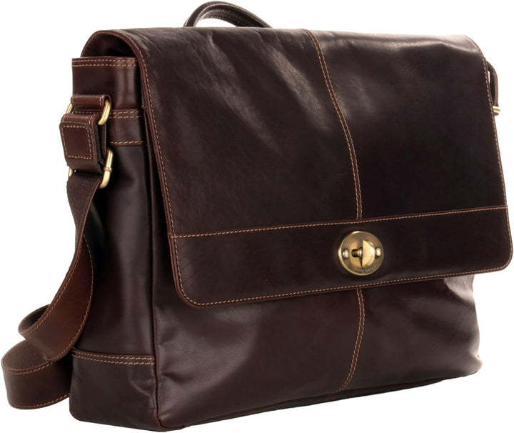 Shalimar Unisex – Erwachsene Echtlederumhängetasche, Dunkelbraun, 41x30x11 cm