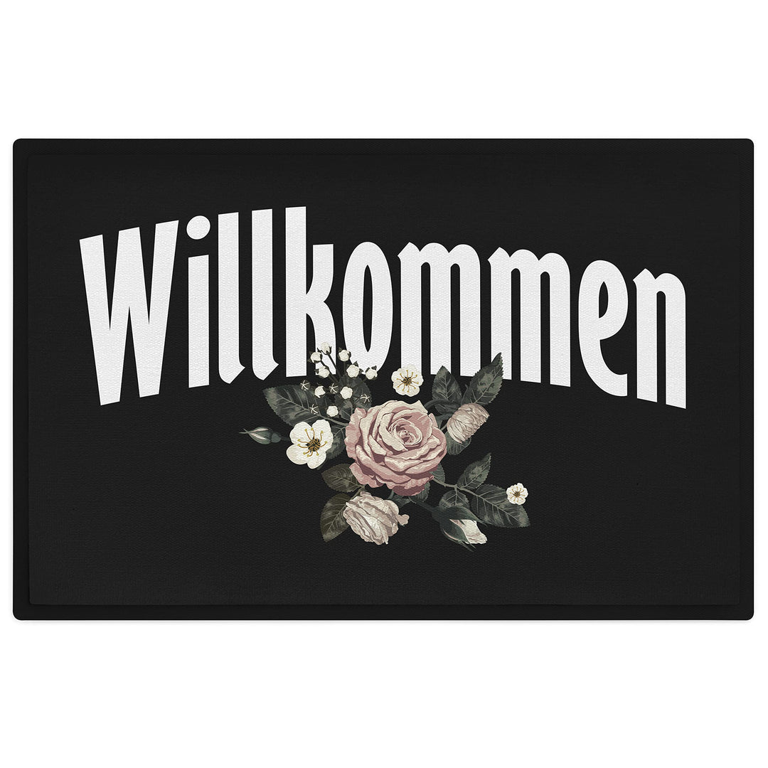 Trendation - Willkommen Fussmatte Grafik Schmutzfangmatte Geschenk Aussen Innenbereich 60x40 cm Wasc