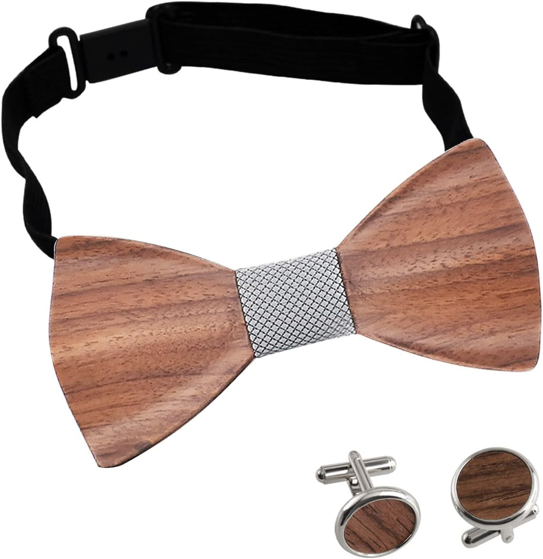 Mr.Van Hölz Fliege Herren Klassische, Holzfliege Set Handgearbeitete Natürliche Hölzerne Krawatte fü