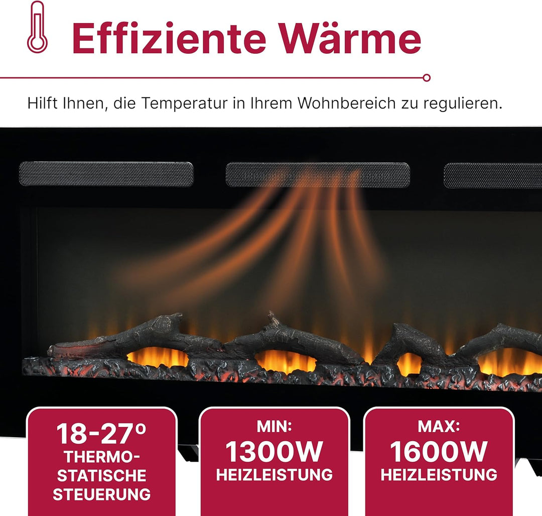 DIMPLEX - Sierra 48" - Elektrokamin - Schwarz, M - Patentierter Optiflame Flammeneffekt - Knisternde