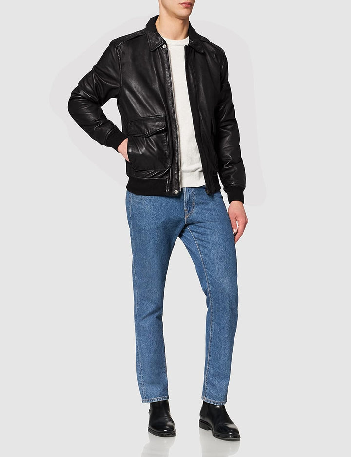 Schott NYC Herren Lcflightwx Jacket M Schwarz (Black Black), M Schwarz (Black Black)