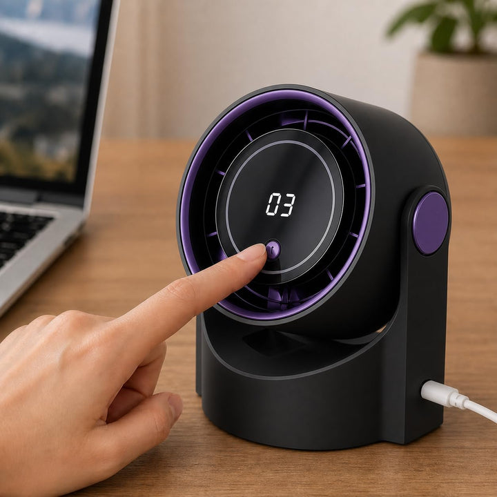 Bestlivings Tisch- und Wandventilator Akku Schwarz 5 Stufen | 1200 mAh, LED Display, 22 dB leise, US