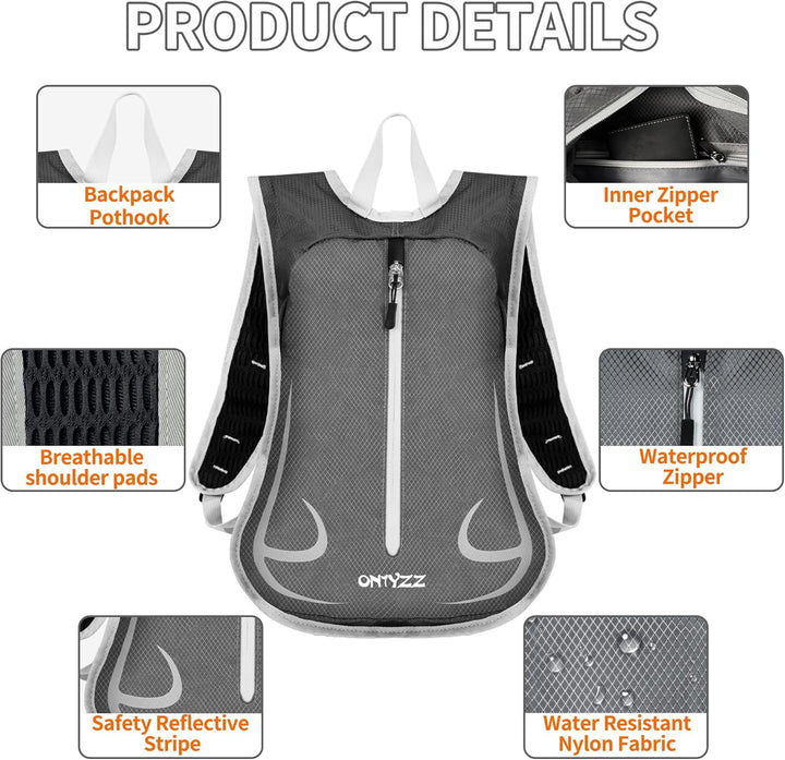 ONTYZZ Fahrradrucksack Damen Männer Kleiner Sportrucksack Wanderrucksack Ultraleicht Rucksack Radfah