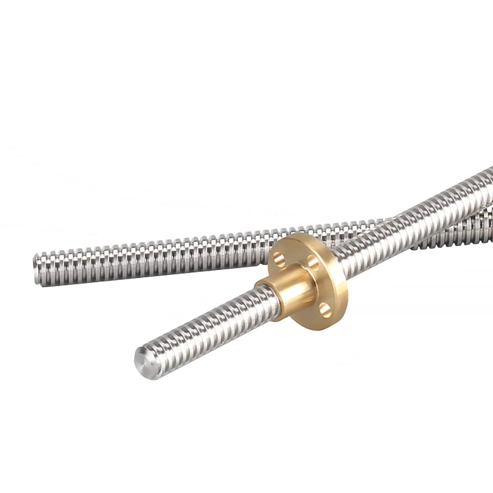 iYueMps 2 Set 200mm T8 Gewindespindel Set, 304 Edelstahl 8mm Gewindestange mit Messingmutter, Vertik