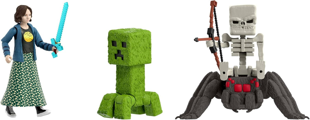Mattel Minecraft Geschichtenset mit 4 Actionfiguren und 3 Zubehörteilen, Begegnungen in der Oberwelt