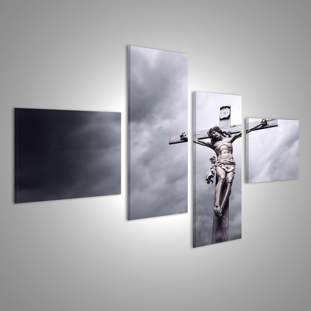 islandburner, Bild auf Leinwand Kreuzigung von Jesus Christus Wandbild Poster Leinwandbild 150x80 4-