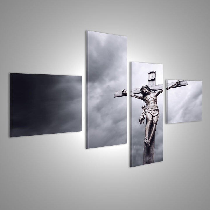 islandburner, Bild auf Leinwand Kreuzigung von Jesus Christus Wandbild Poster Leinwandbild 150x80 4-