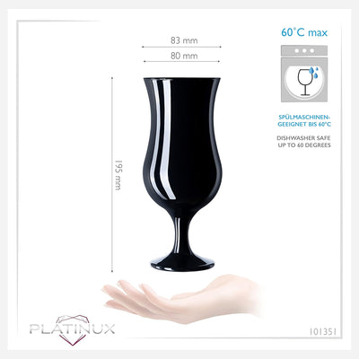 Schwarze Cocktailgläser max. 470ml aus Glas Set (6-Teilig) Longdrinkgläser Partygläser Milkshake Gla